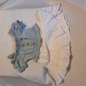 Calvin Klein dress size 2T light blue denim top with white lace bottom